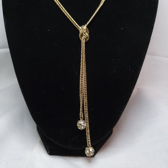 Vintage Rhinestone Lariat Necklace - Picture 2 of 7
